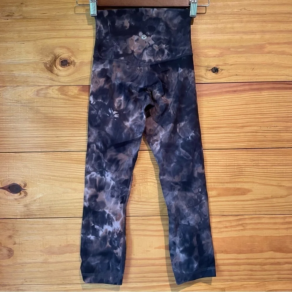 Lululemon Align Crop Leggings Diamond Dye Graphite Grey Pink Pastel 0 W6BDES